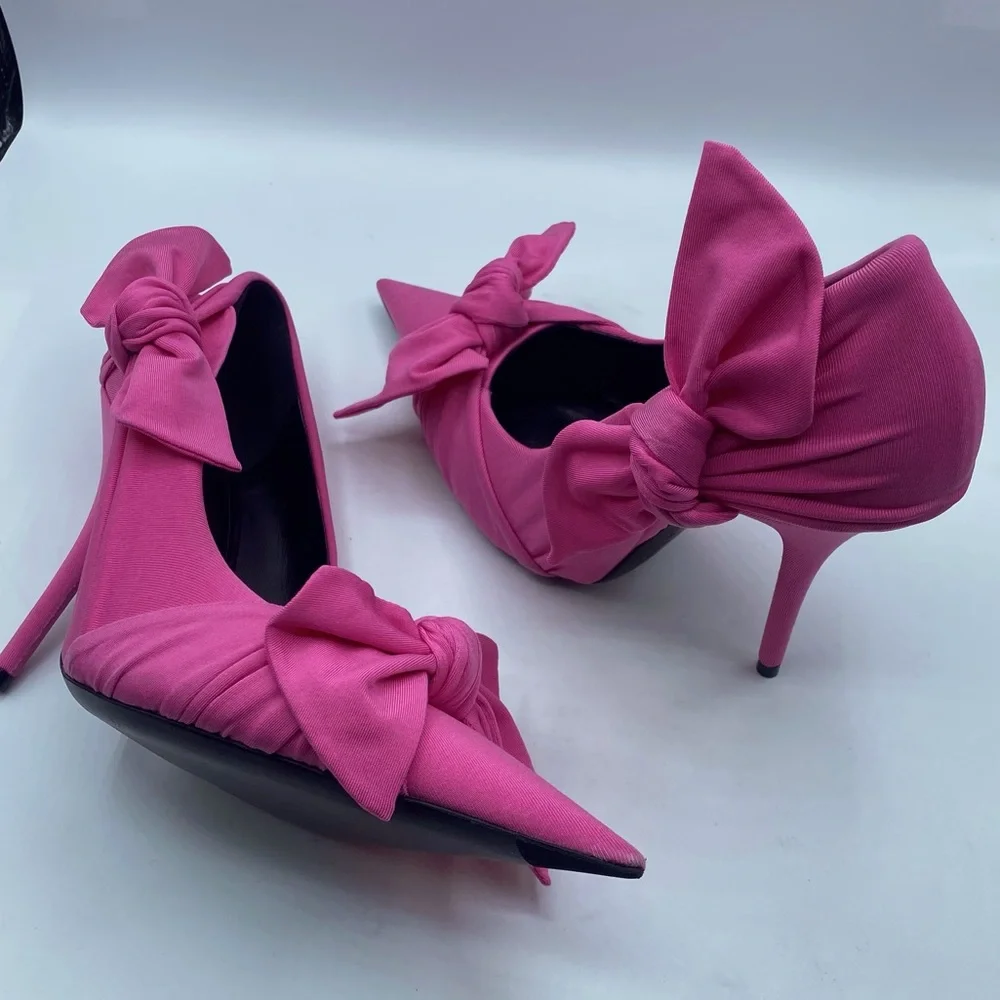 Balenciaga Knife Pointed Toe Knot Pink Pumps
